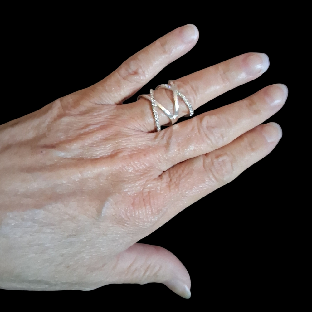 Bella Sterling Silver Cubic Zirconia Double Crisscross Ring